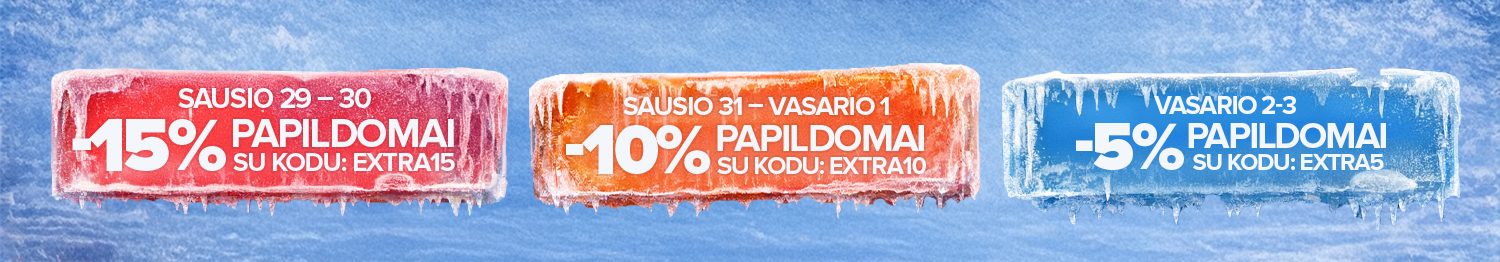 Finalinio i&scaron;pardavimo paskutinės dienos! Gauk papildomą nuolaidą su kodais: EXTRA15, EXTRA10, EXTRA5. Paskubėk &ndash; pasiūlymas ribotą laiką!